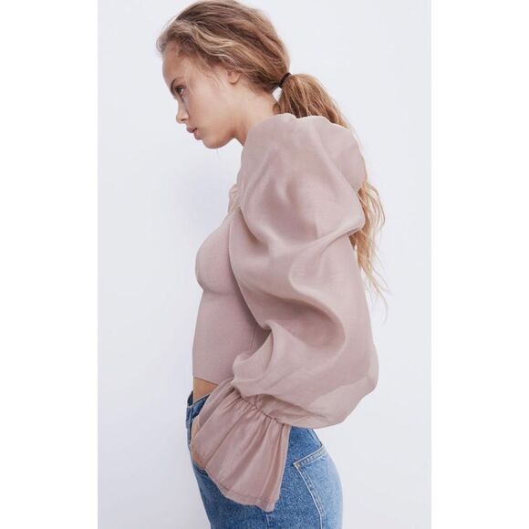 LAST 1!🔥BLOGGERS FAV ZARA CONTRASTING ORGANZA TOP - Picture 9 of 14